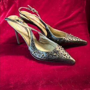 Jennifer Lopez’ JLo Golden Bronze Studded Slingback Heels